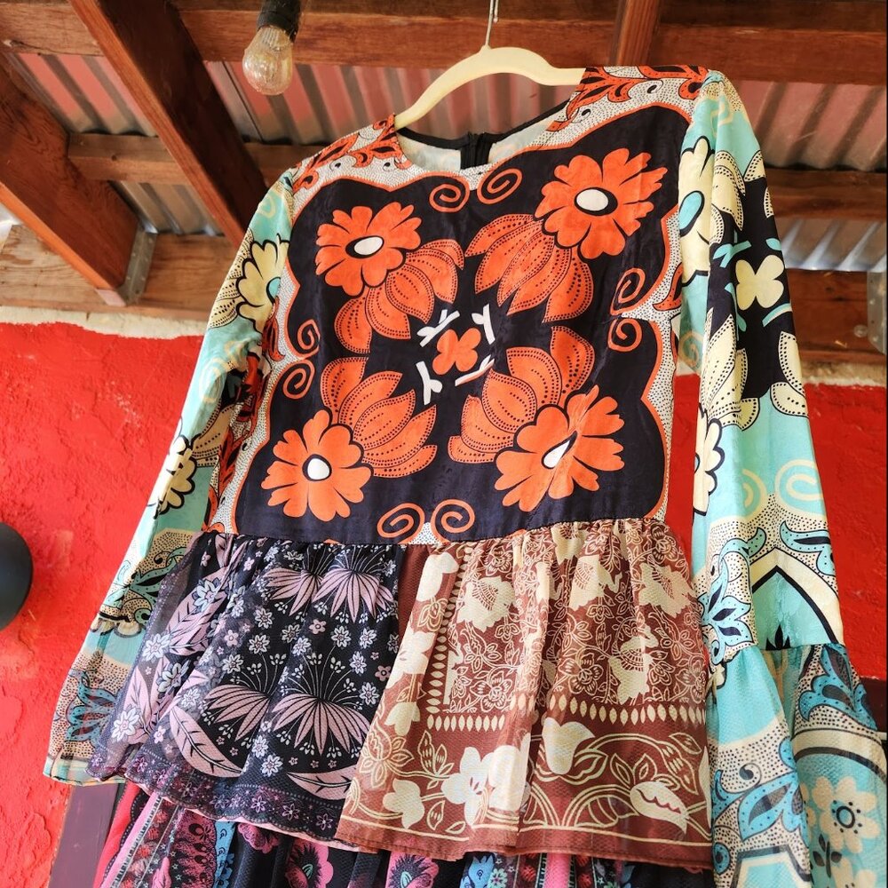 Amazing Long Sleeved Boho Maxi Dress Handkerchief Tiered